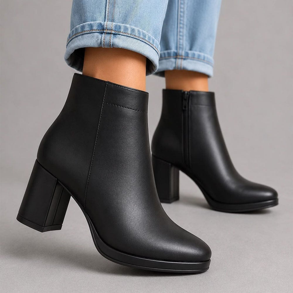 BOTIN MUJER CLASICO CON PLATAFORMA 1399-68 TACO 7 COLOR NEGRO - 2