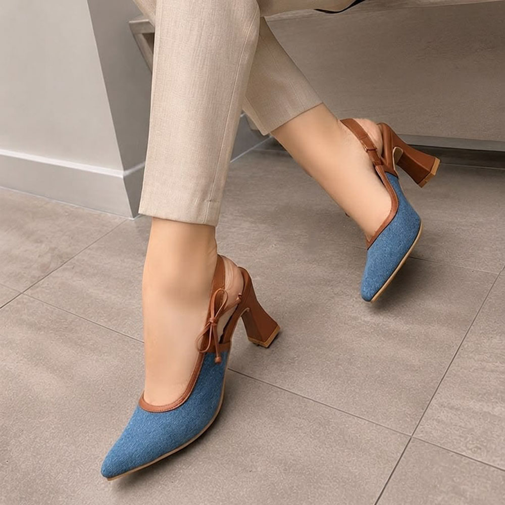 SANDALIA MUJER PUNTA CERRADA 2086-58 TACO 7 TELA DRILL COLOR JEAN - 3