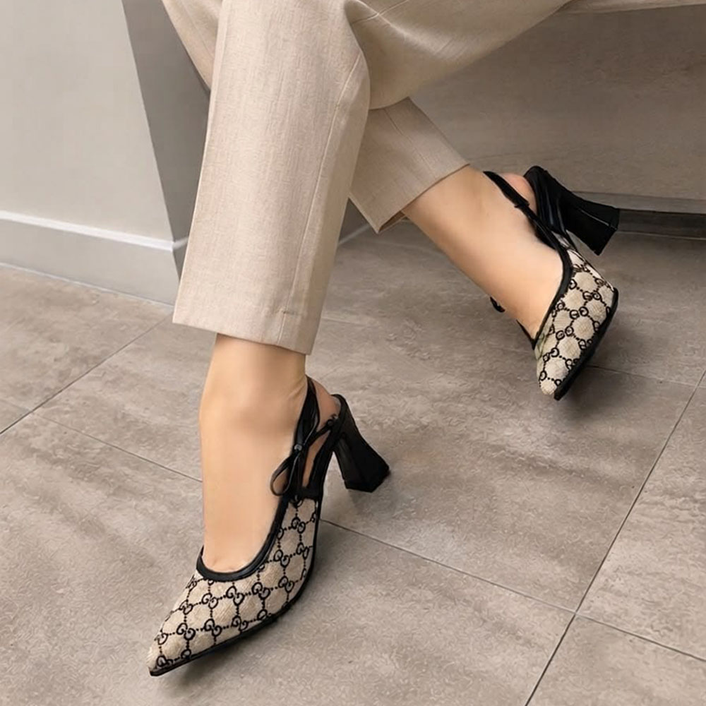 SANDALIA MUJER PUNTA CERRADA 2086-58 TACO 7 TELA DRILL COLOR MULTICOLOR - 3