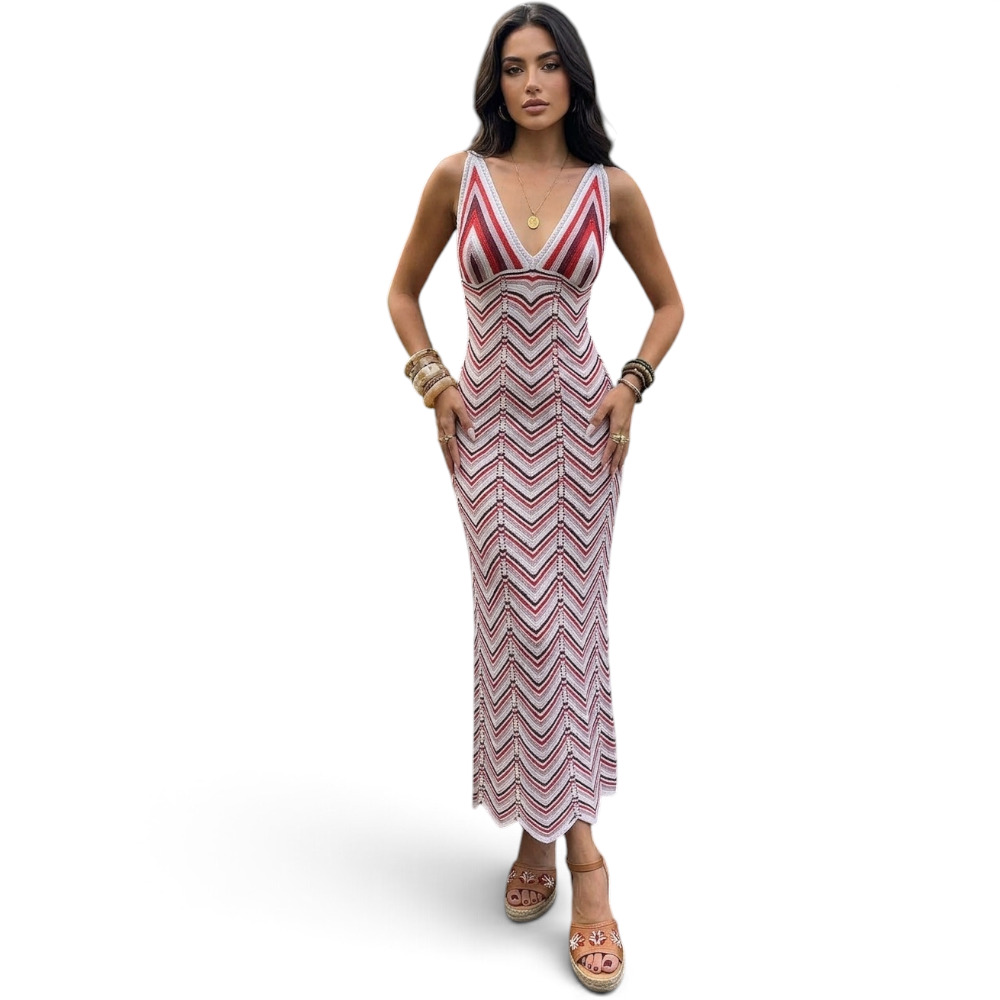 VESTIDO ARCOIRIS MATERIAL LAD 233G-32 HILO TACTO COLOR VINO - 3