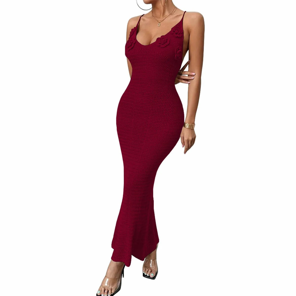 VESTIDO SEIS ROSAS NAT147D FAB-25 HILO TACTO ALGODON COLOR VINO - 1
