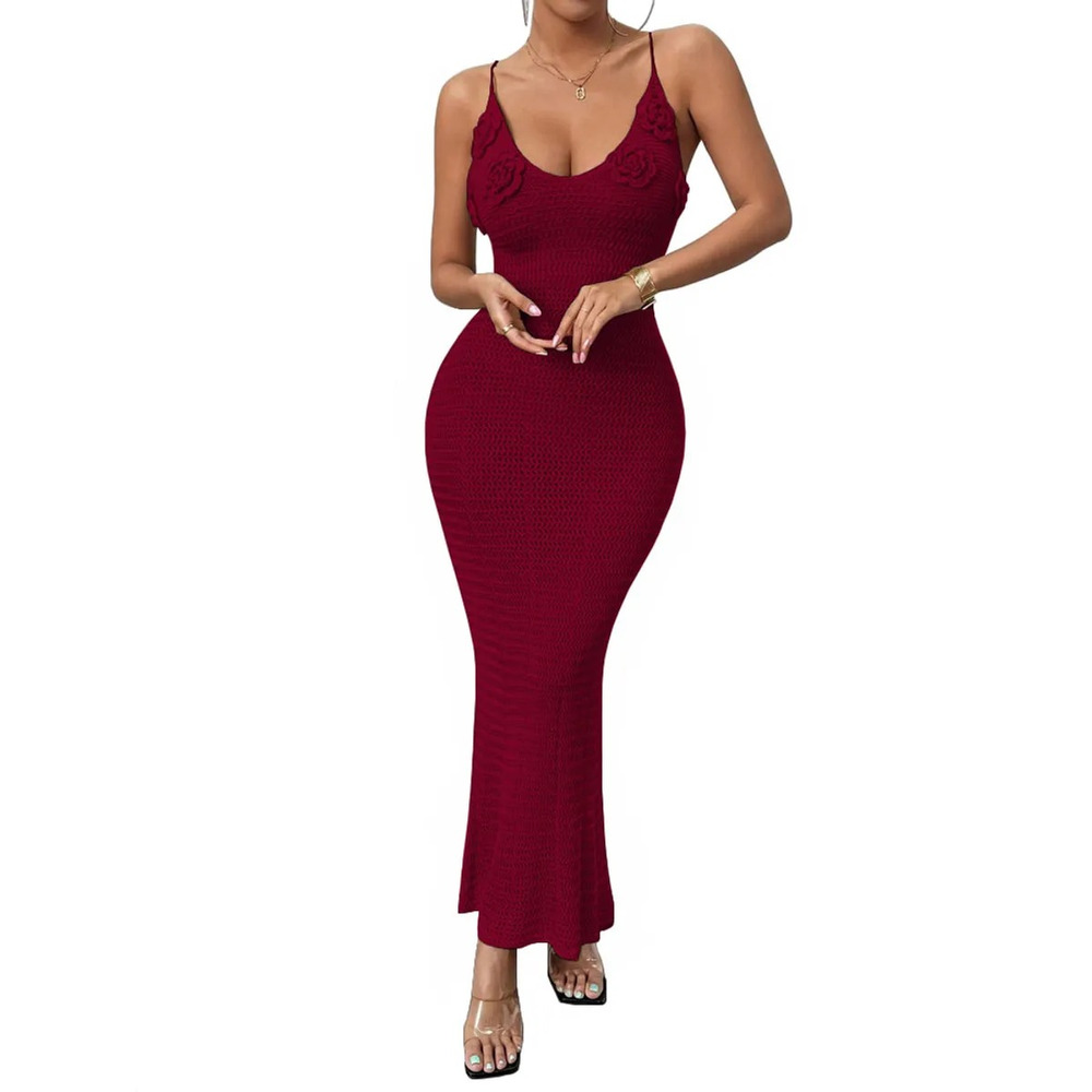 VESTIDO SEIS ROSAS NAT147D FAB-25 HILO TACTO ALGODON COLOR VINO - 4