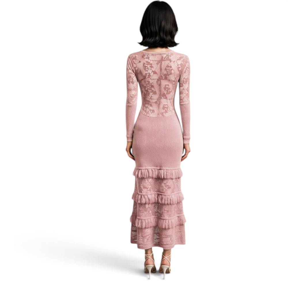 VESTIDO ENCAJE BRA127G-48 FLECOS TACTO ALGODON COLOR API - 2