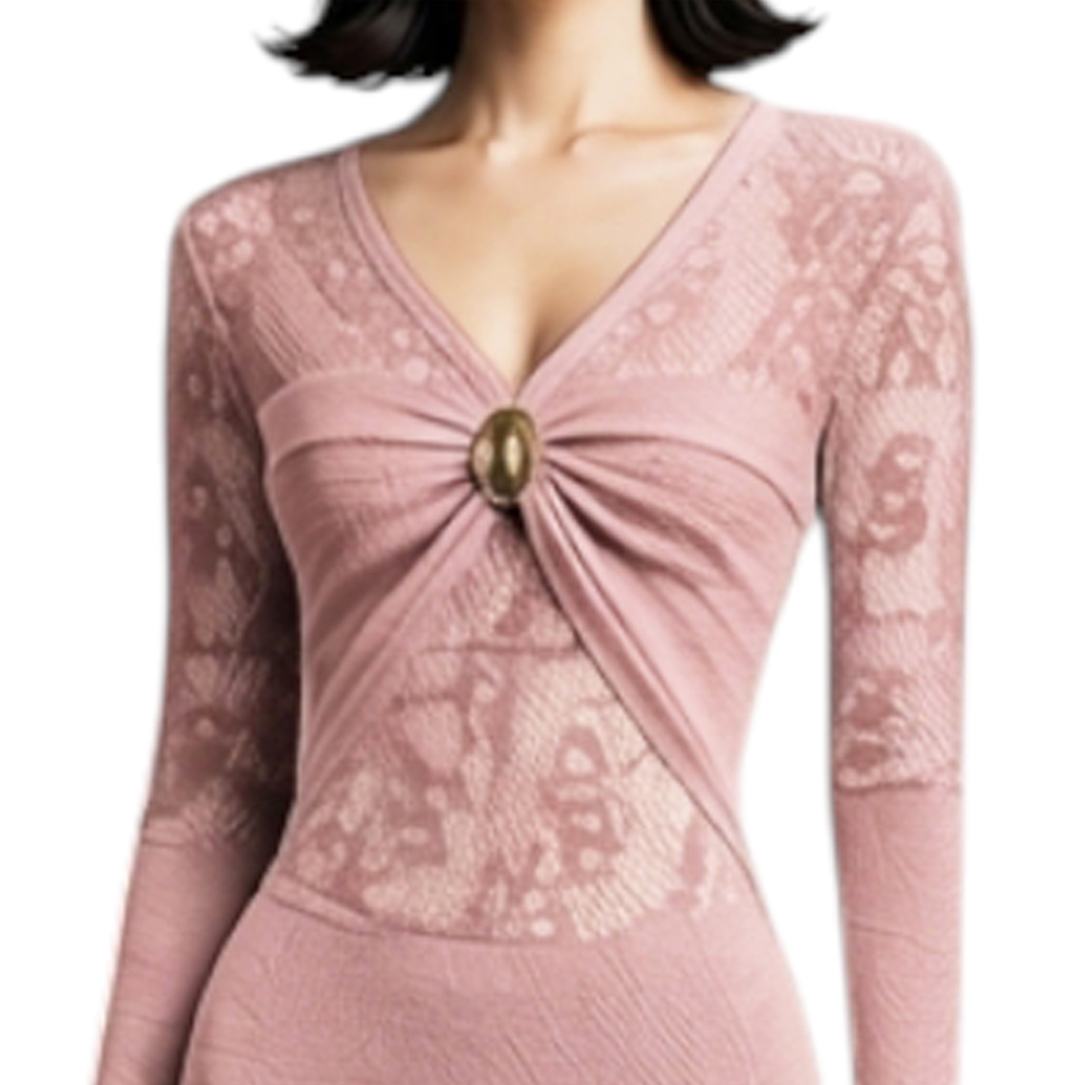 VESTIDO ENCAJE BRA127G-48 FLECOS TACTO ALGODON COLOR API - 5