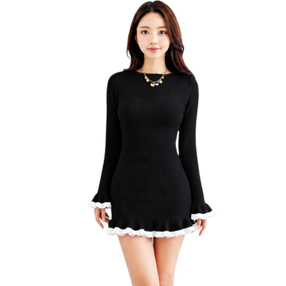 VESTIDO CASUAL MINI BOBOS ROXY-25 CASHIMIR COLOR NEGRO - 1