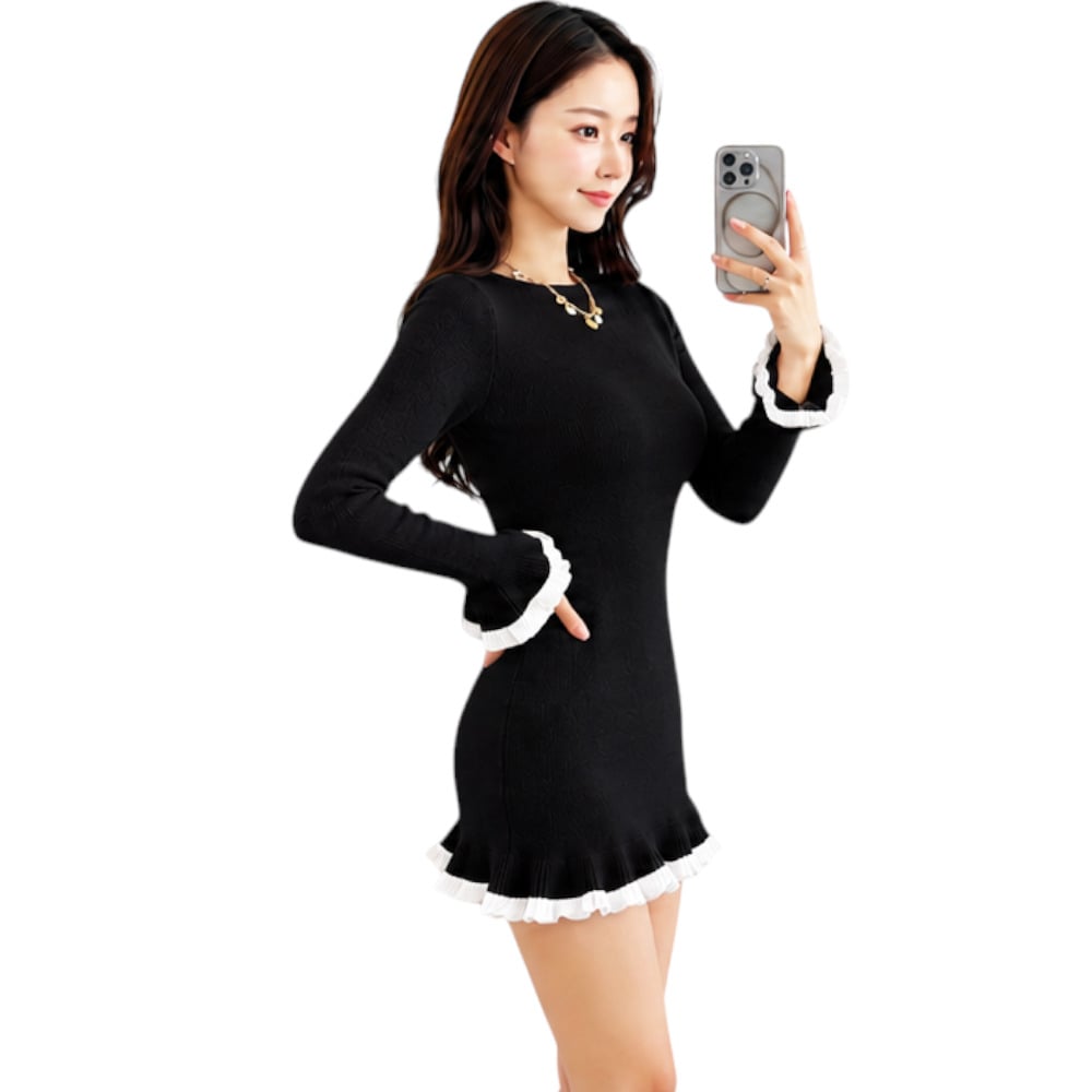 VESTIDO CASUAL MINI BOBOS ROXY-25 CASHIMIR COLOR NEGRO - 4