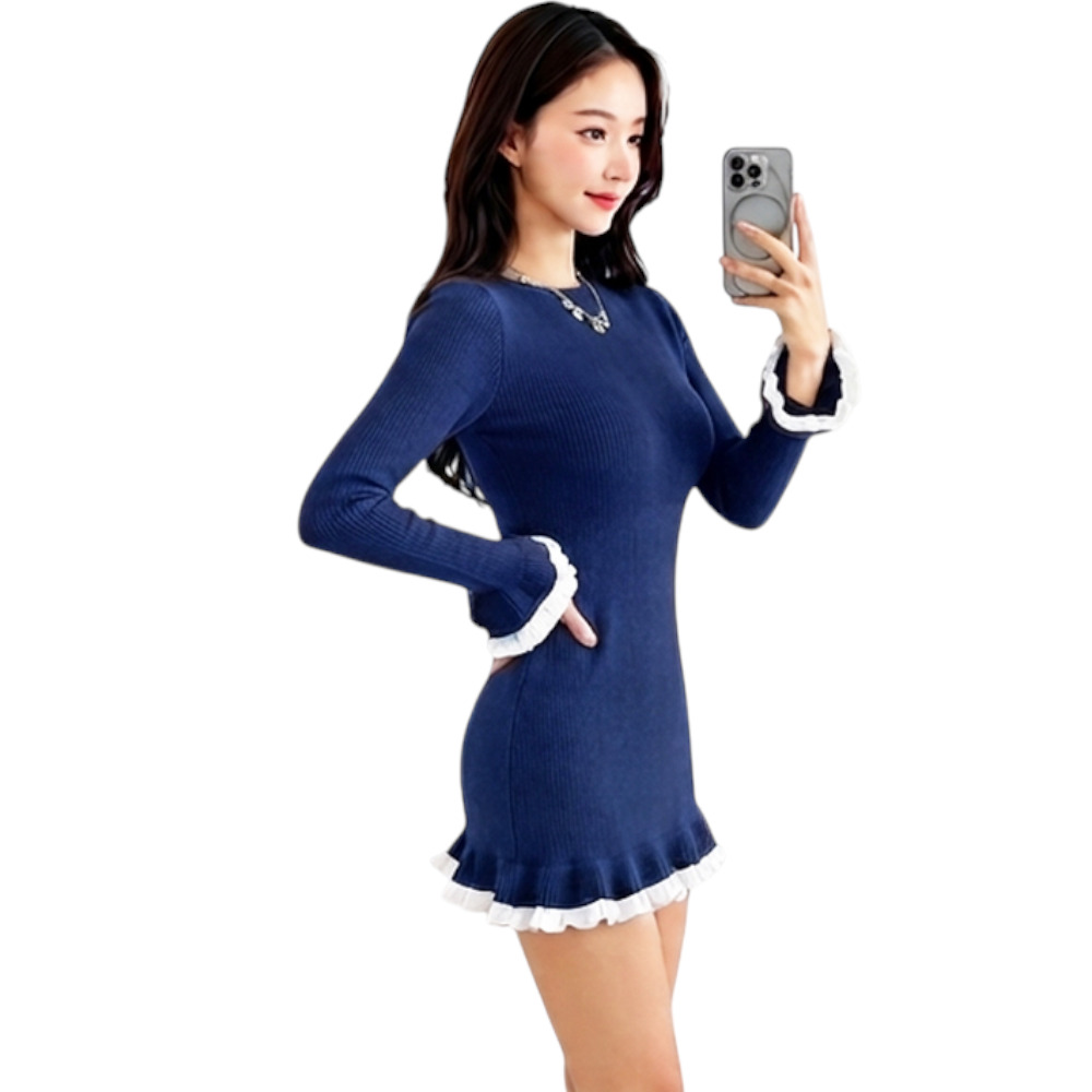 VESTIDO CASUAL MINI BOBOS ROXY-25 CASHIMIR COLOR AZUL GRAFITO - 4
