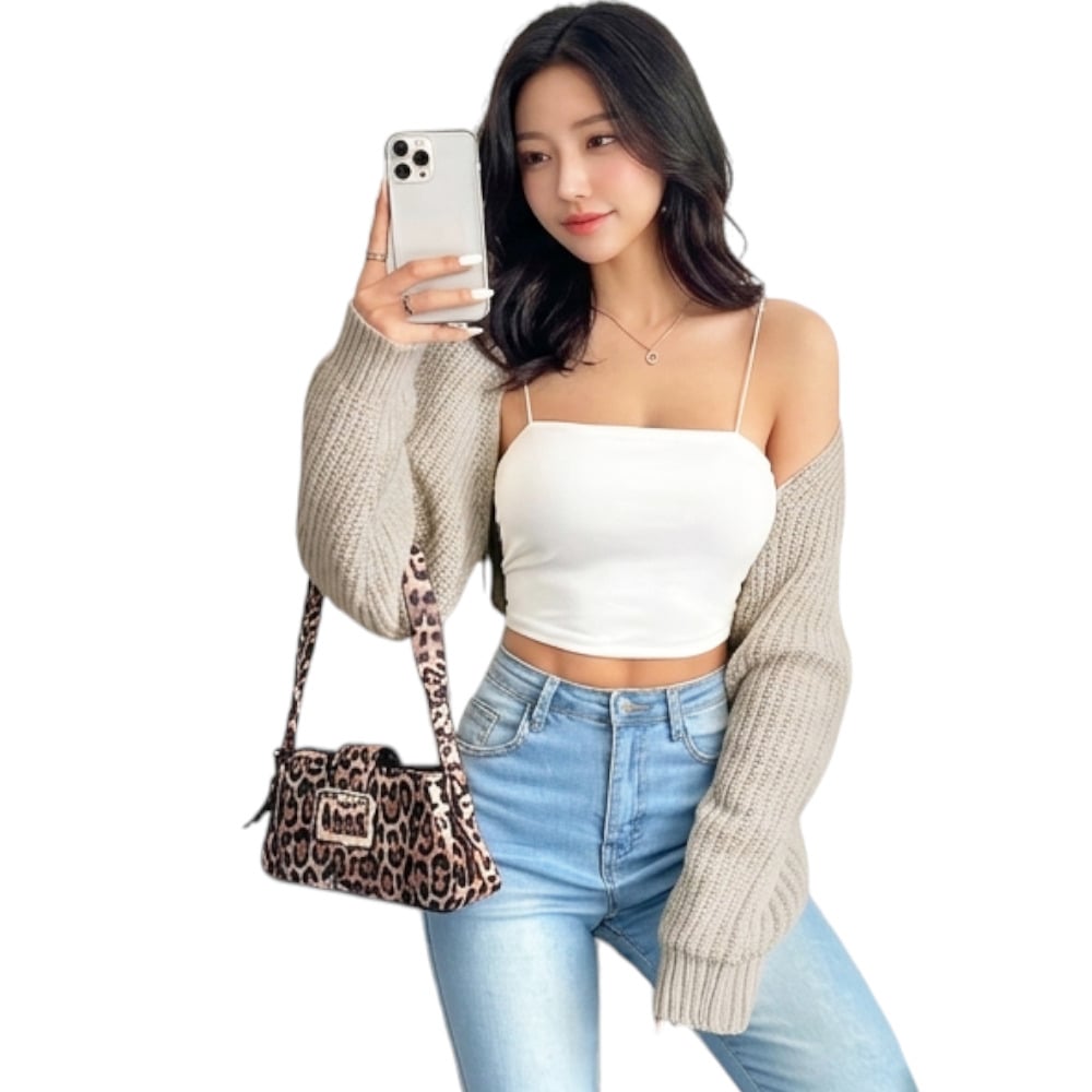 MANGA MUJER COREANA DOM464-18 DRALOM COLOR BEIGE - 2