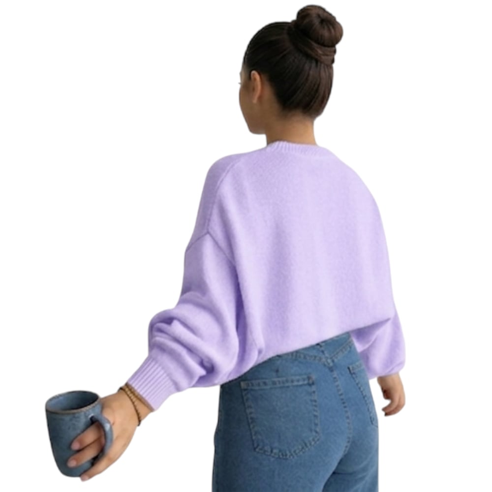 CHOMPA MUJER CASUAL MANGA MURCIELAGO FIB-25 TACTO ALGODON COLOR LILA - 1
