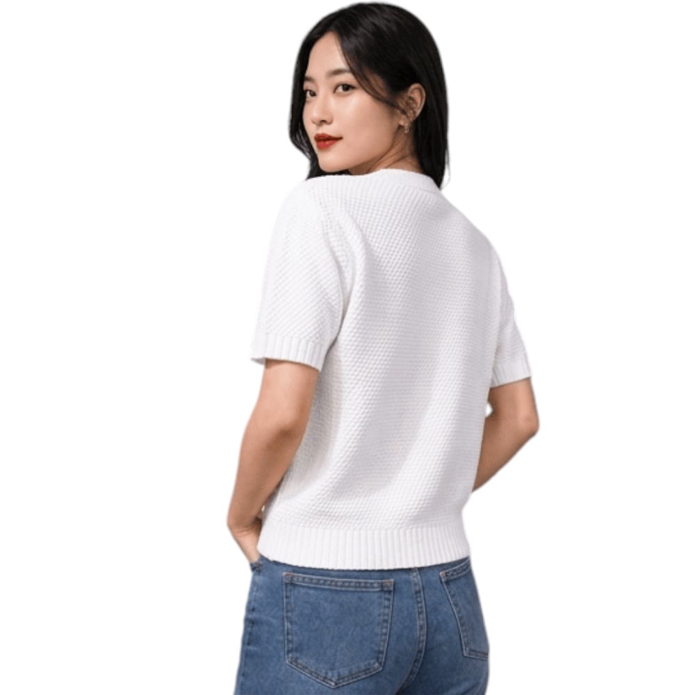CHOMPA MUJER HILO BOTONES MCORTA MELODY 569G-23 PERLA - 2