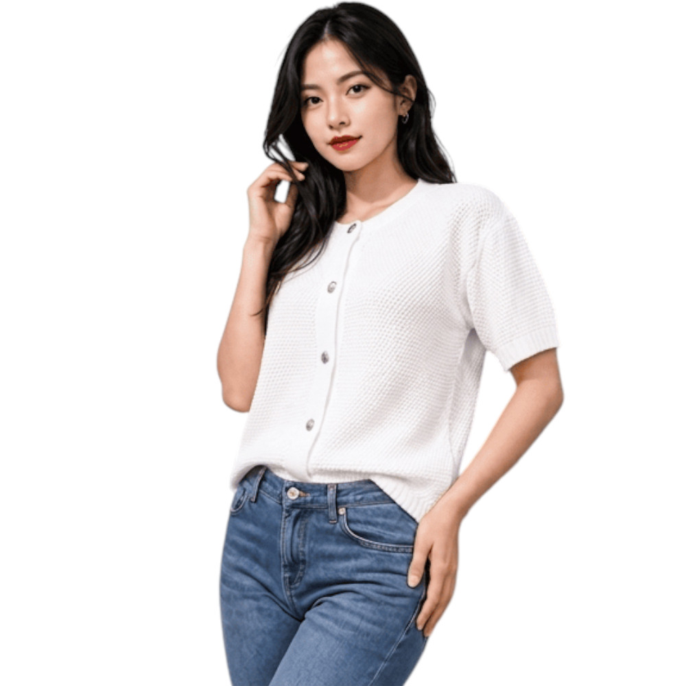 CHOMPA MUJER HILO BOTONES MCORTA MELODY 569G-23 PERLA - 3