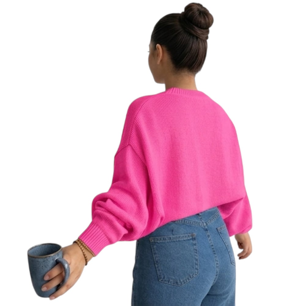 CHOMPA MUJER CASUAL MANGA MURCIELAGO FIB-25 TACTO ALGODON COLOR CHICLE - 1