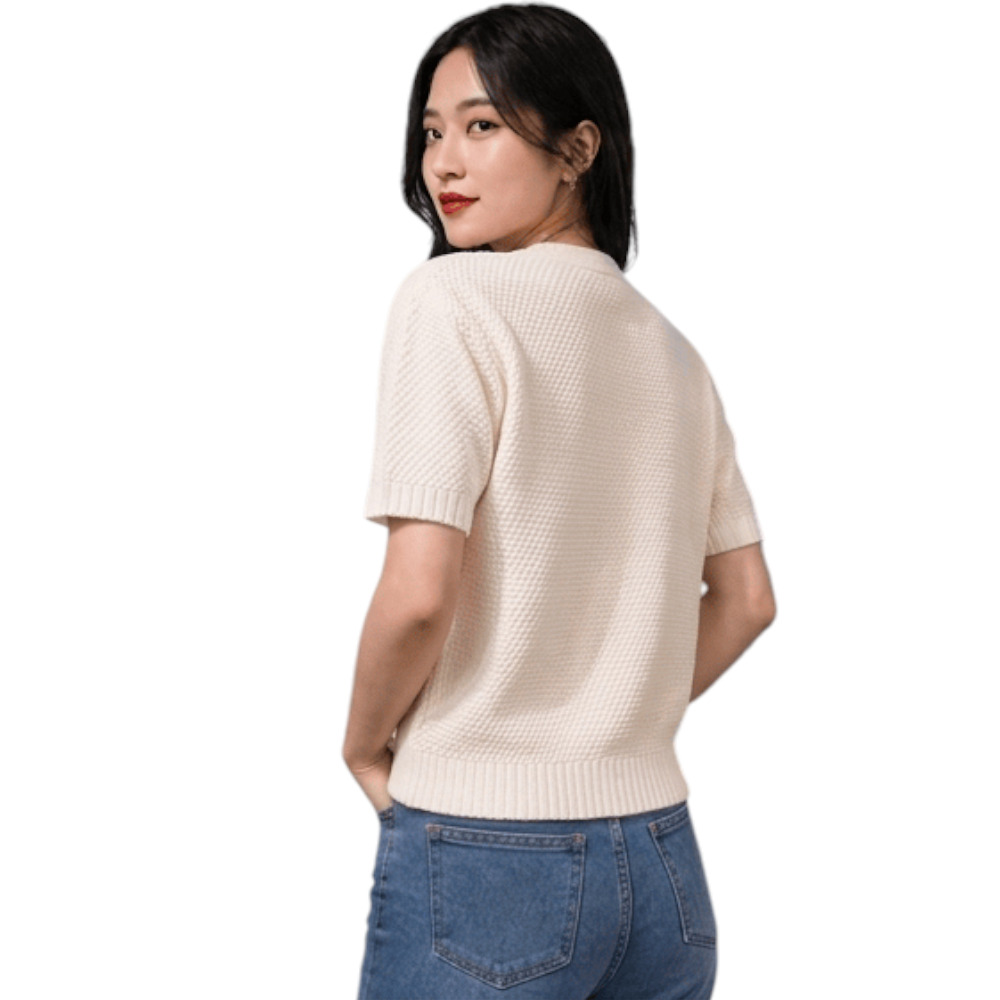 CHOMPA MUJER HILO BOTONES MCORTA MELODY 569G-23 CRUDO - 2
