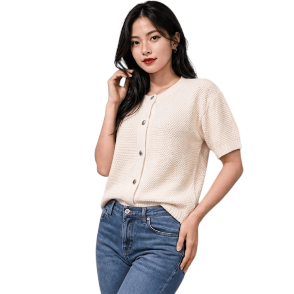 CHOMPA MUJER HILO BOTONES MCORTA MELODY 569G-23 CRUDO - 3