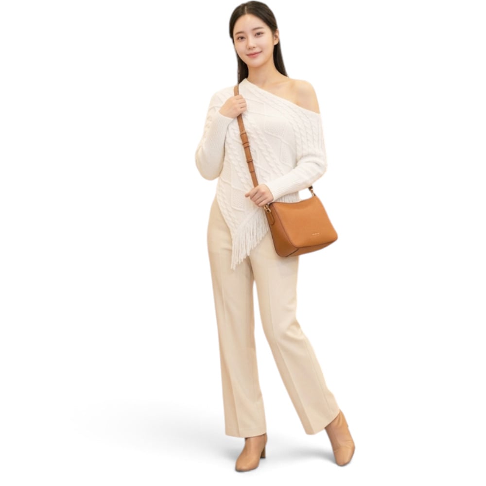 PONCHO MUJER TARZAN CON FLECOS 464G-24 TACTO ALGODON COLOR PERLA - 2