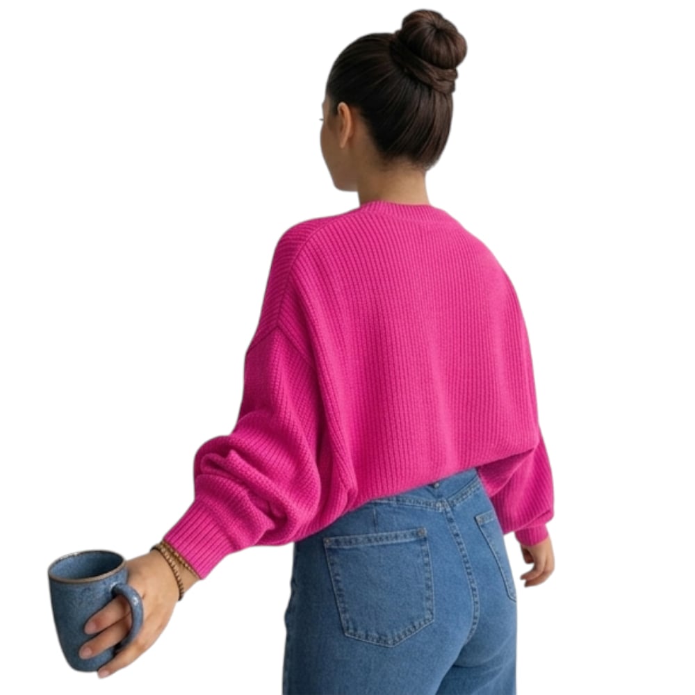 CHOMPA MUJER CASUAL MANGA MURCIELAGO FIB-25 TACTO ALGODON COLOR FUCSIA - 1