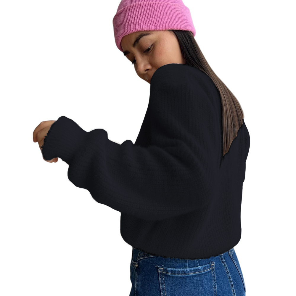 CARDIGAN 3 BOTONES HILO PELUCHE FIB-23 COLOR NEGRO - 1