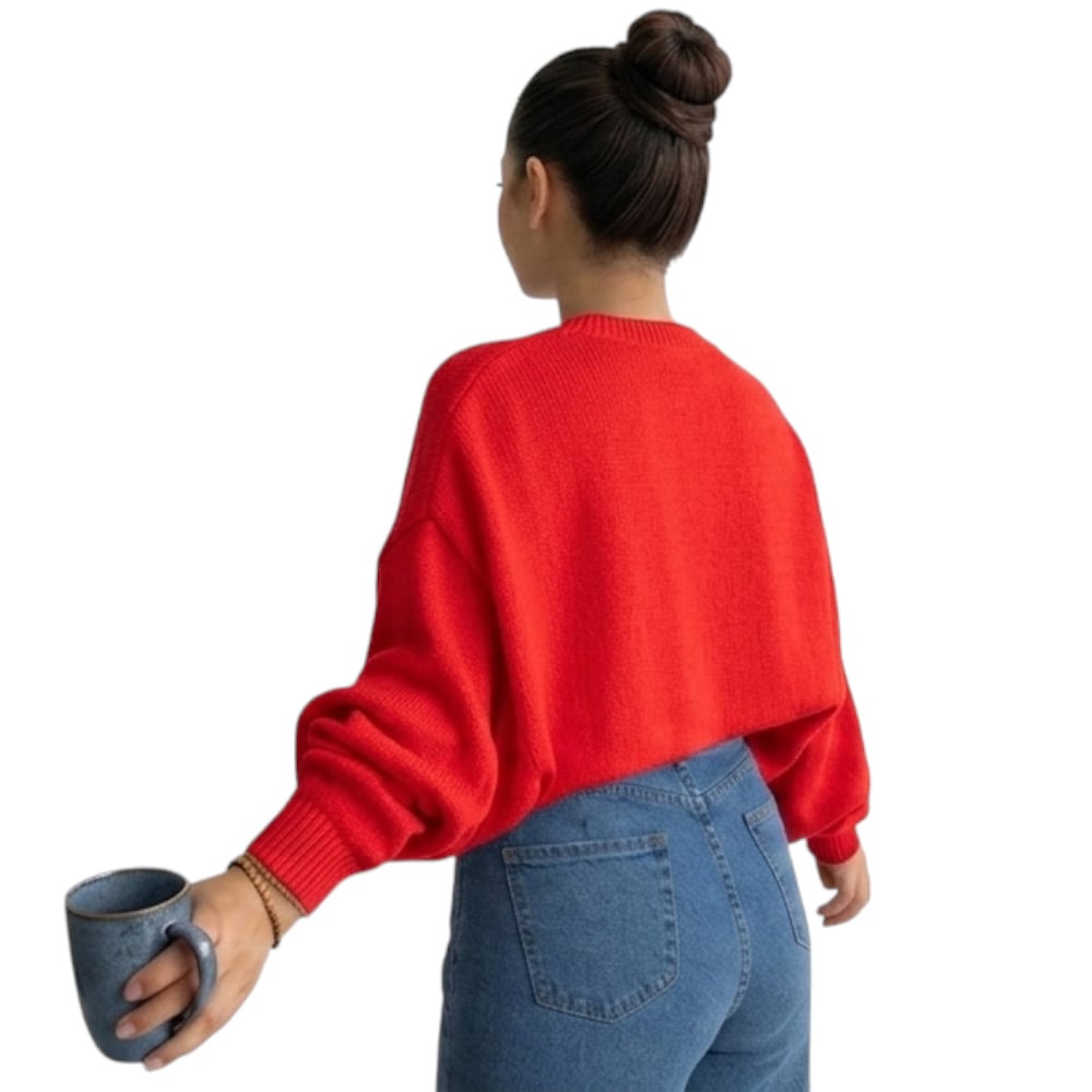 CHOMPA MUJER CASUAL MANGA MURCIELAGO FIB-25 TACTO ALGODON COLOR ROJO - 1