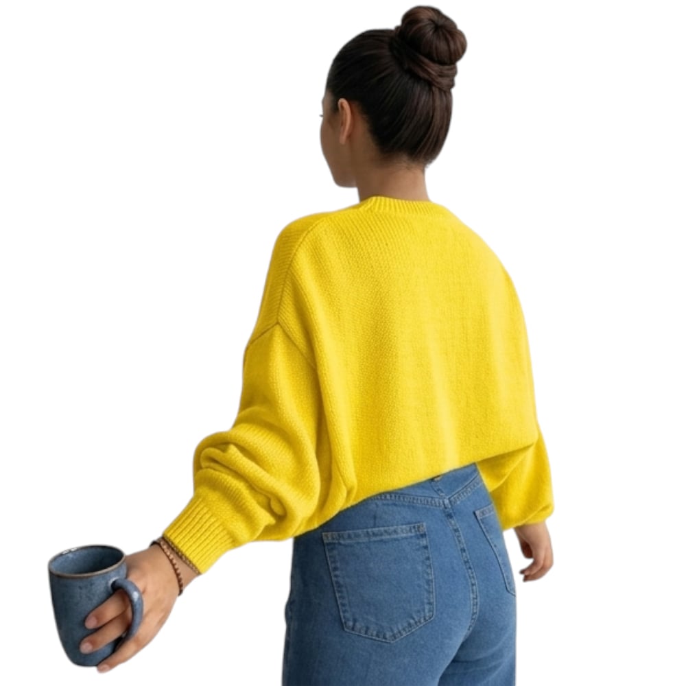 CHOMPA MUJER CASUAL MANGA MURCIELAGO FIB-25 TACTO ALGODON COLOR AMARILLO - 1