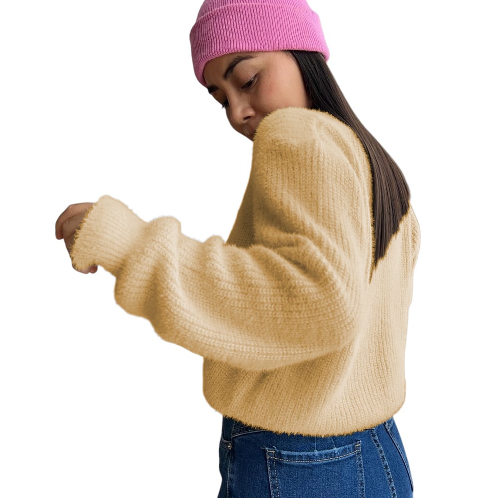 CARDIGAN 3 BOTONES HILO PELUCHE FIB-23 COLOR VAINILLA - 1