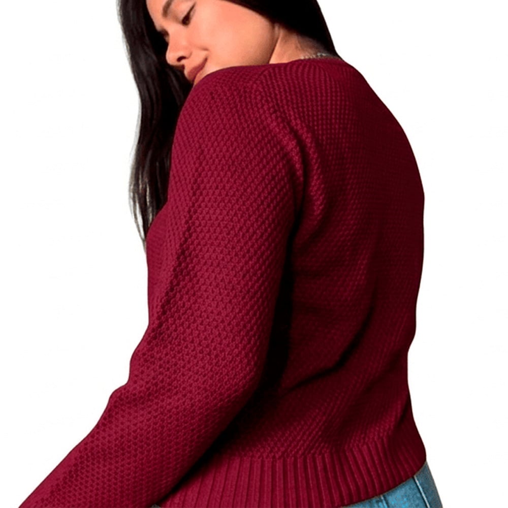 CHOMPA MUJER HILO BOTONES MLARGA MELODY 359G-24 COLOR VINO - 1