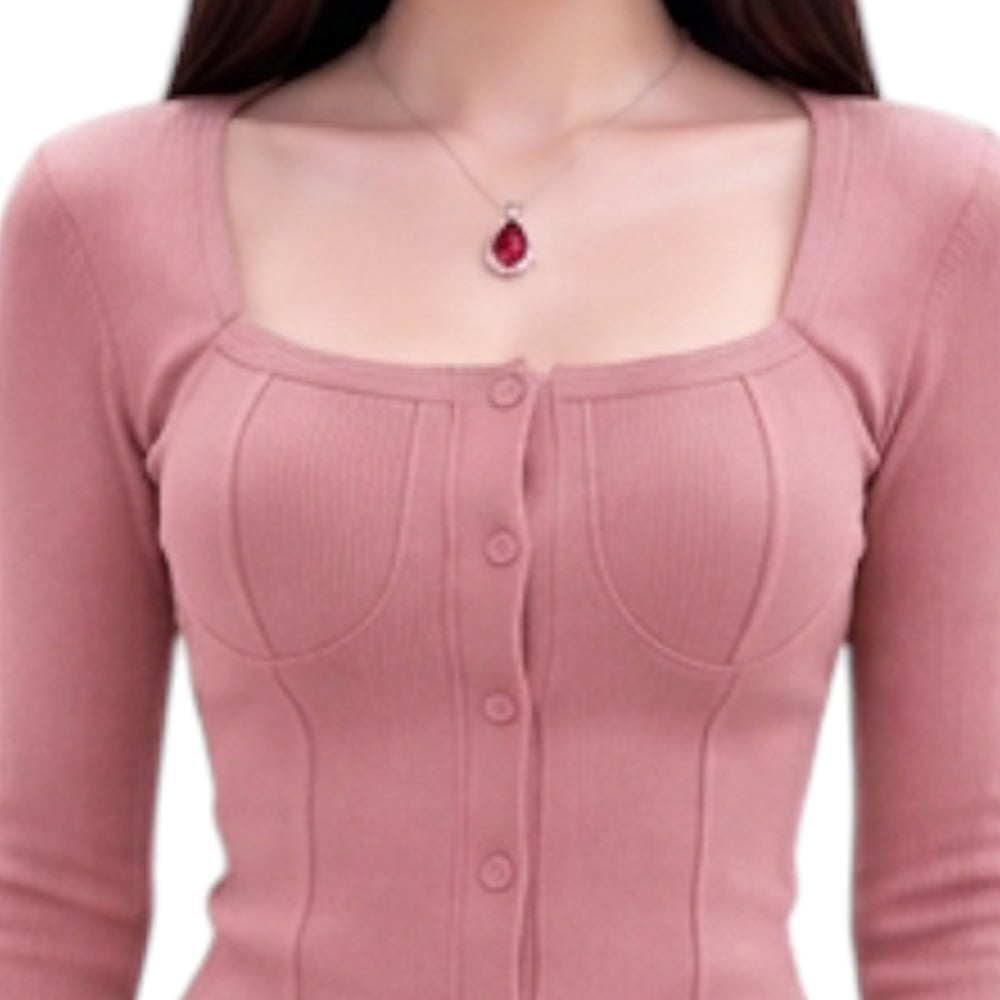 POLO BOTONES CON COPA MANGA LARGA CRY610-20 COLOR PALO ROSA - 2