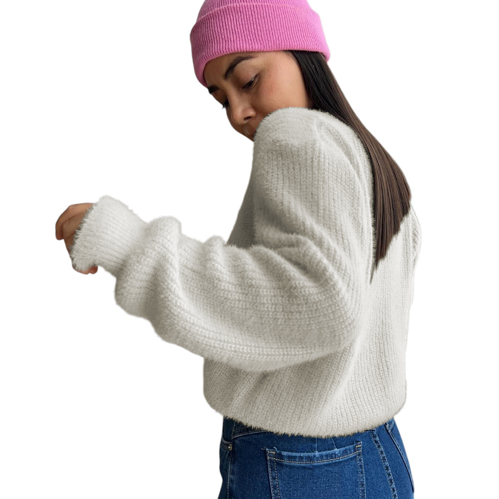 CARDIGAN 3 BOTONES HILO PELUCHE FIB-23 COLOR BEIGE - 1