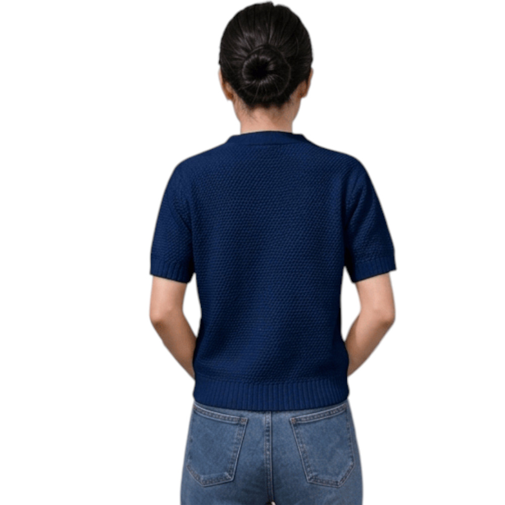 CHOMPA MUJER HILO BOTONES MCORTA MELODY 569G-23 AZUL GRAFITO - 1