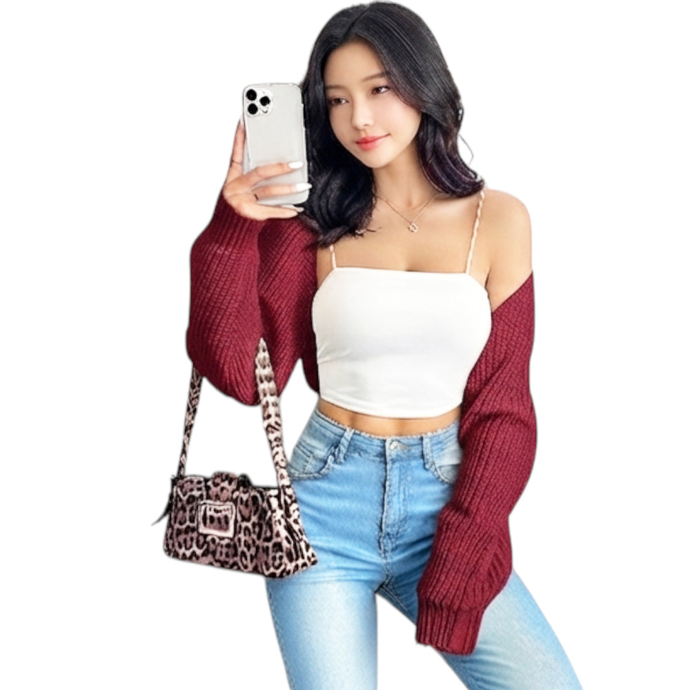 MANGA MUJER COREANA DOM464-18 DRALOM COLOR VINO - 2