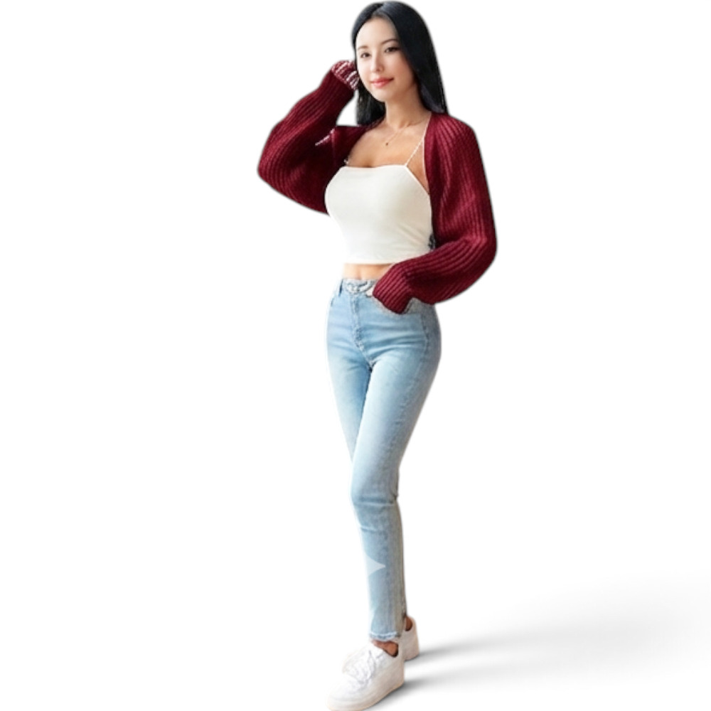 MANGA MUJER COREANA DOM464-18 DRALOM COLOR VINO - 3