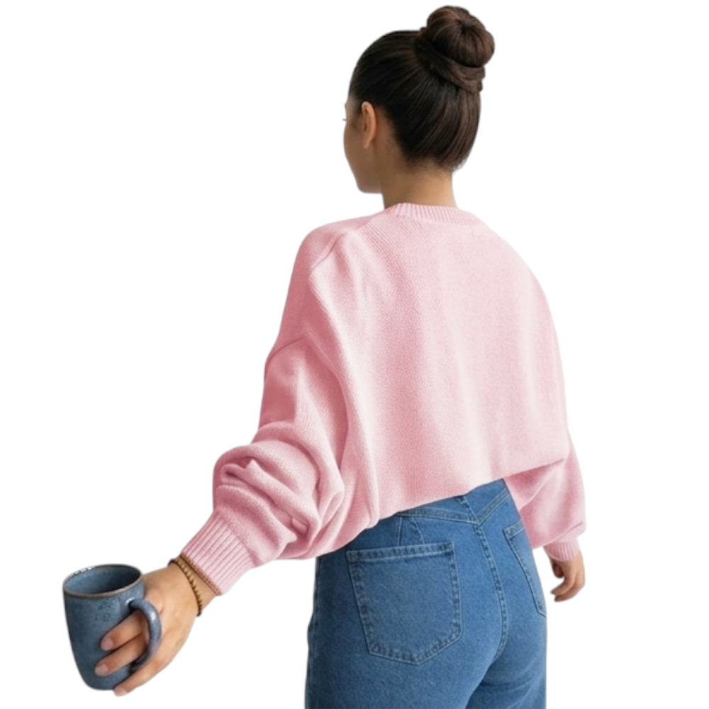 CHOMPA MUJER CASUAL MANGA MURCIELAGO FIB-25 TACTO ALGODON COLOR ROSA VIEJA - 1