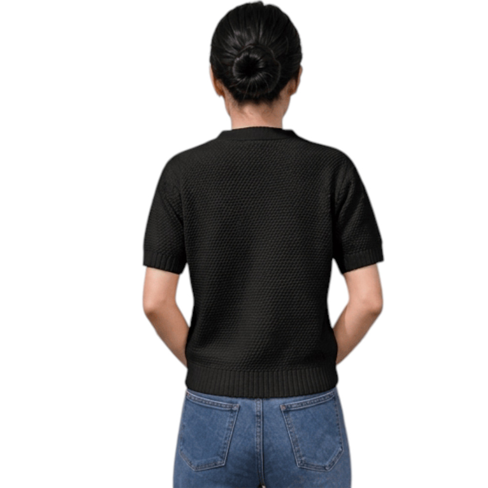 CHOMPA MUJER HILO BOTONES MCORTA MELODY 569G-23 NEGRO - 1