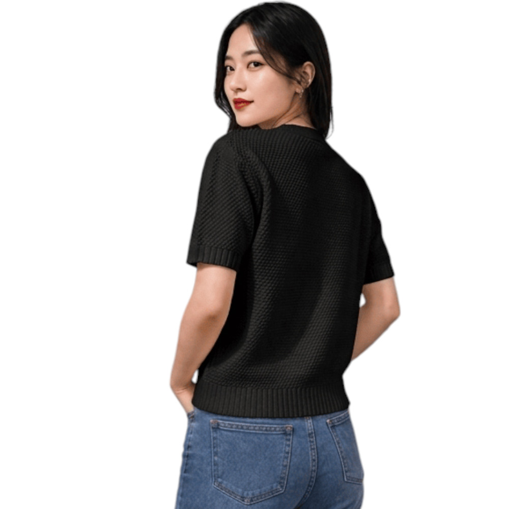 CHOMPA MUJER HILO BOTONES MCORTA MELODY 569G-23 NEGRO - 2