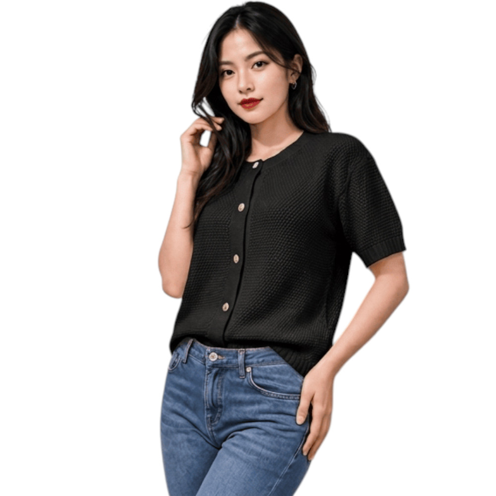 CHOMPA MUJER HILO BOTONES MCORTA MELODY 569G-23 NEGRO - 3