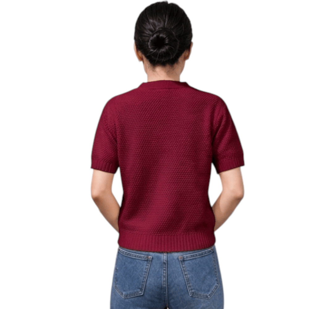 CHOMPA MUJER HILO BOTONES MCORTA MELODY 569G-23 VINO - 1
