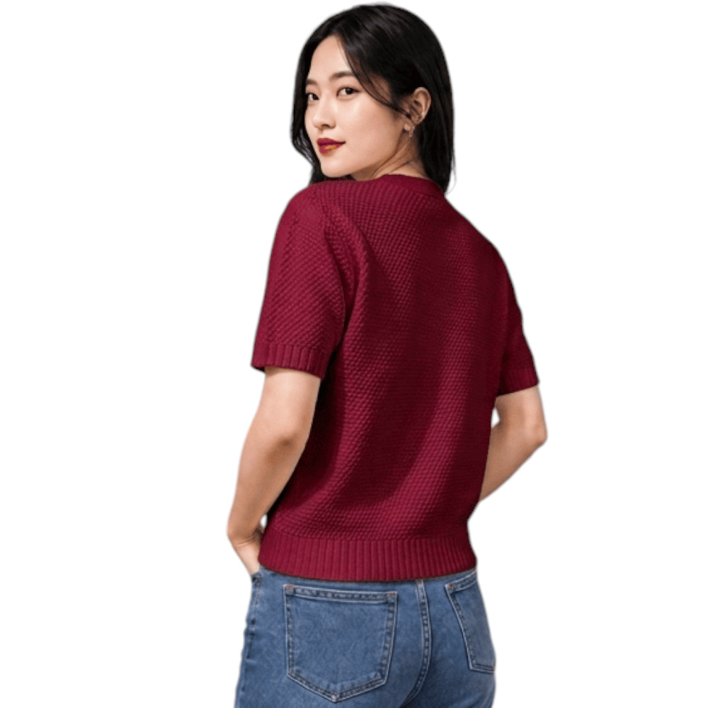 CHOMPA MUJER HILO BOTONES MCORTA MELODY 569G-23 VINO - 2