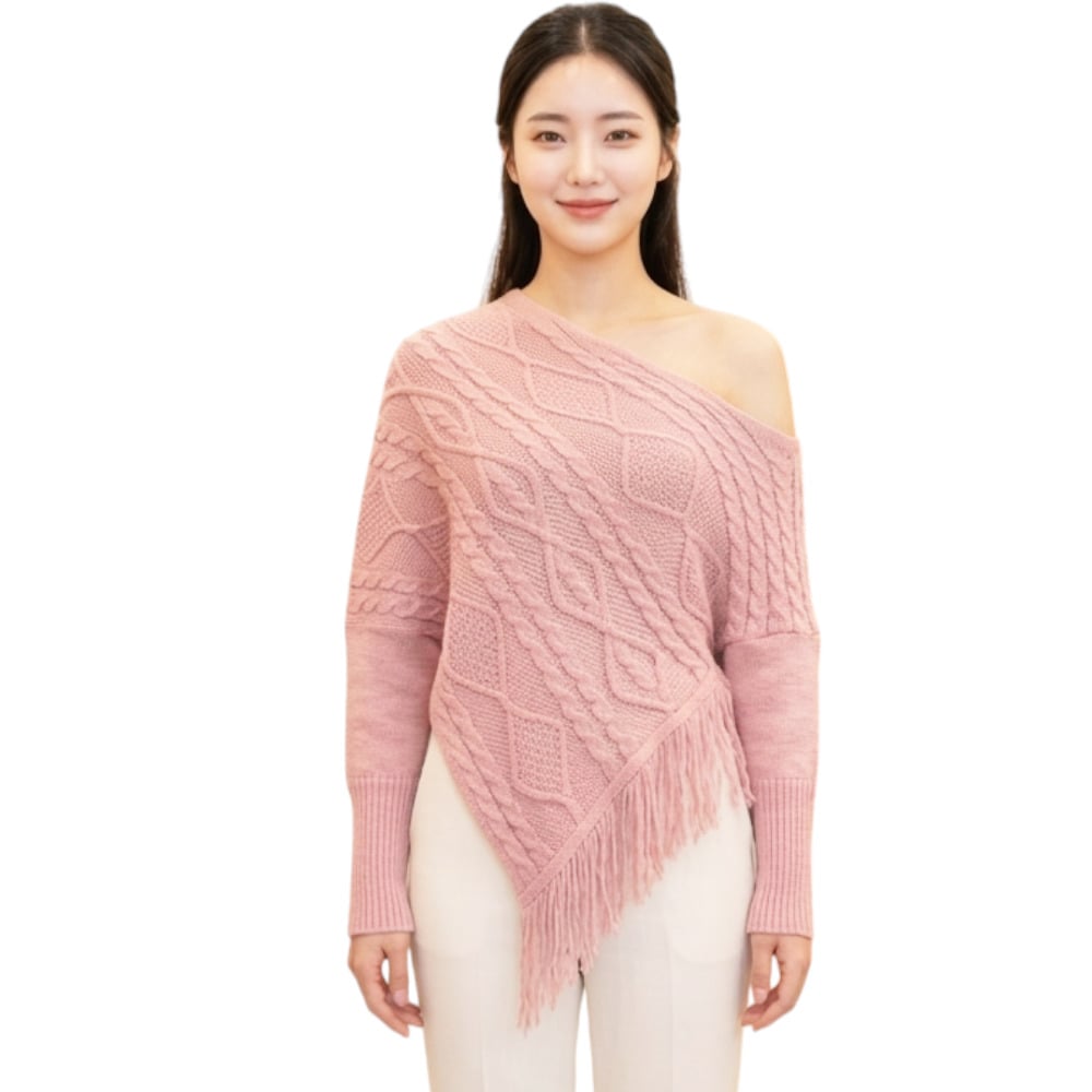 PONCHO MUJER TARZAN CON FLECOS 464G-24 TACTO ALGODON COLOR API - 1
