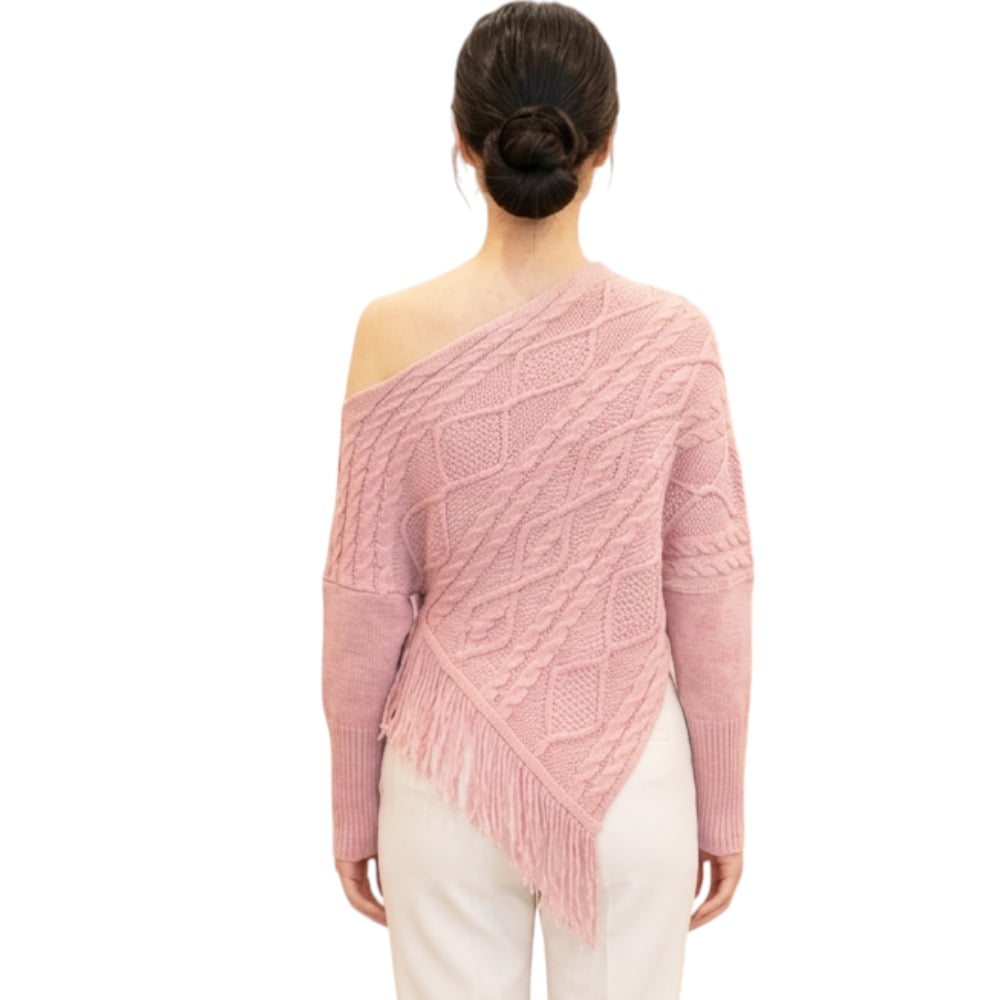 PONCHO MUJER TARZAN CON FLECOS 464G-24 TACTO ALGODON COLOR API - 2
