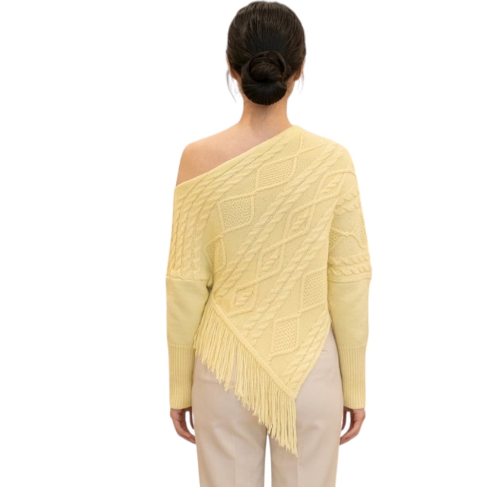 PONCHO MUJER TARZAN CON FLECOS 464G-24 TACTO ALGODON COLOR AMARILLO - 2