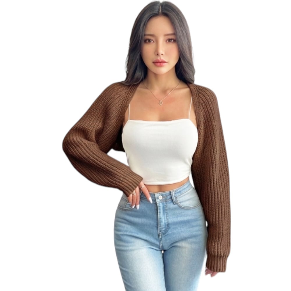 MANGA MUJER COREANA DOM464-18 DRALOM COLOR CHOCOLATE - 1