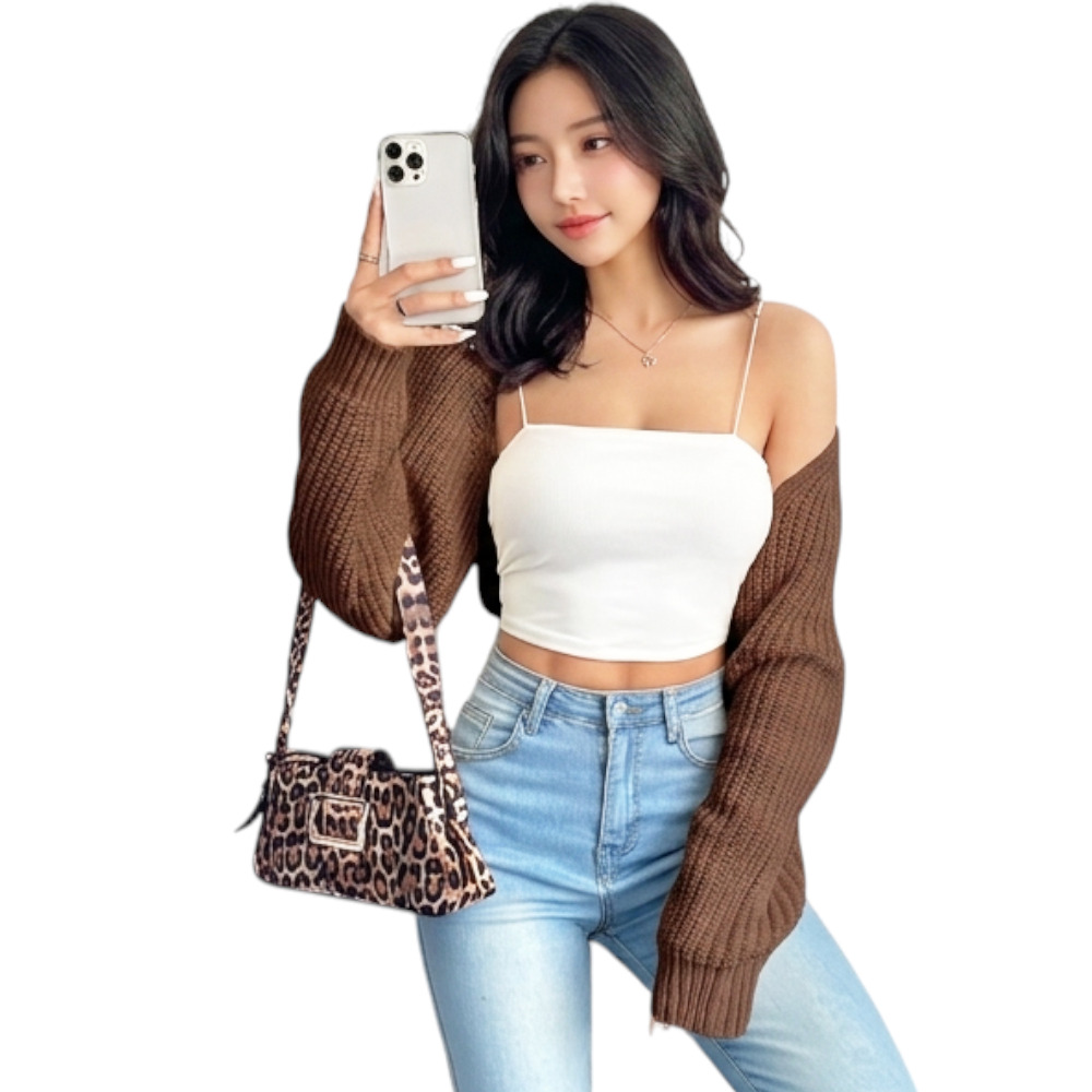 MANGA MUJER COREANA DOM464-18 DRALOM COLOR CHOCOLATE - 4
