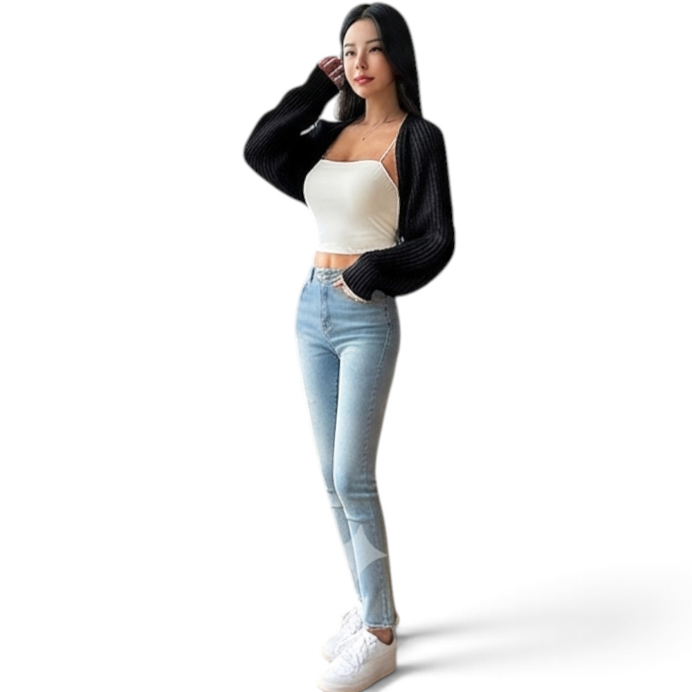 MANGA MUJER COREANA DOM464-18 DRALOM COLOR NEGRO - 5