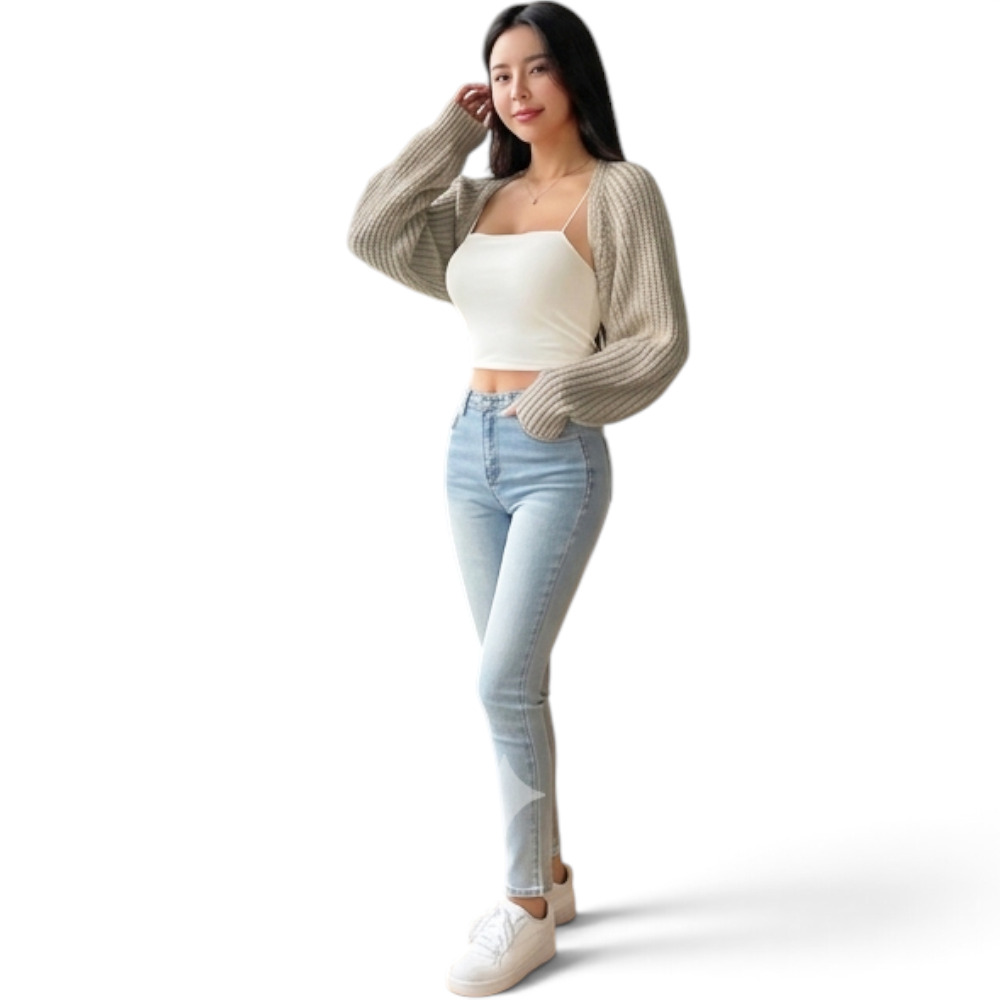MANGA MUJER COREANA DOM464-18 DRALOM COLOR BEIGE - 5
