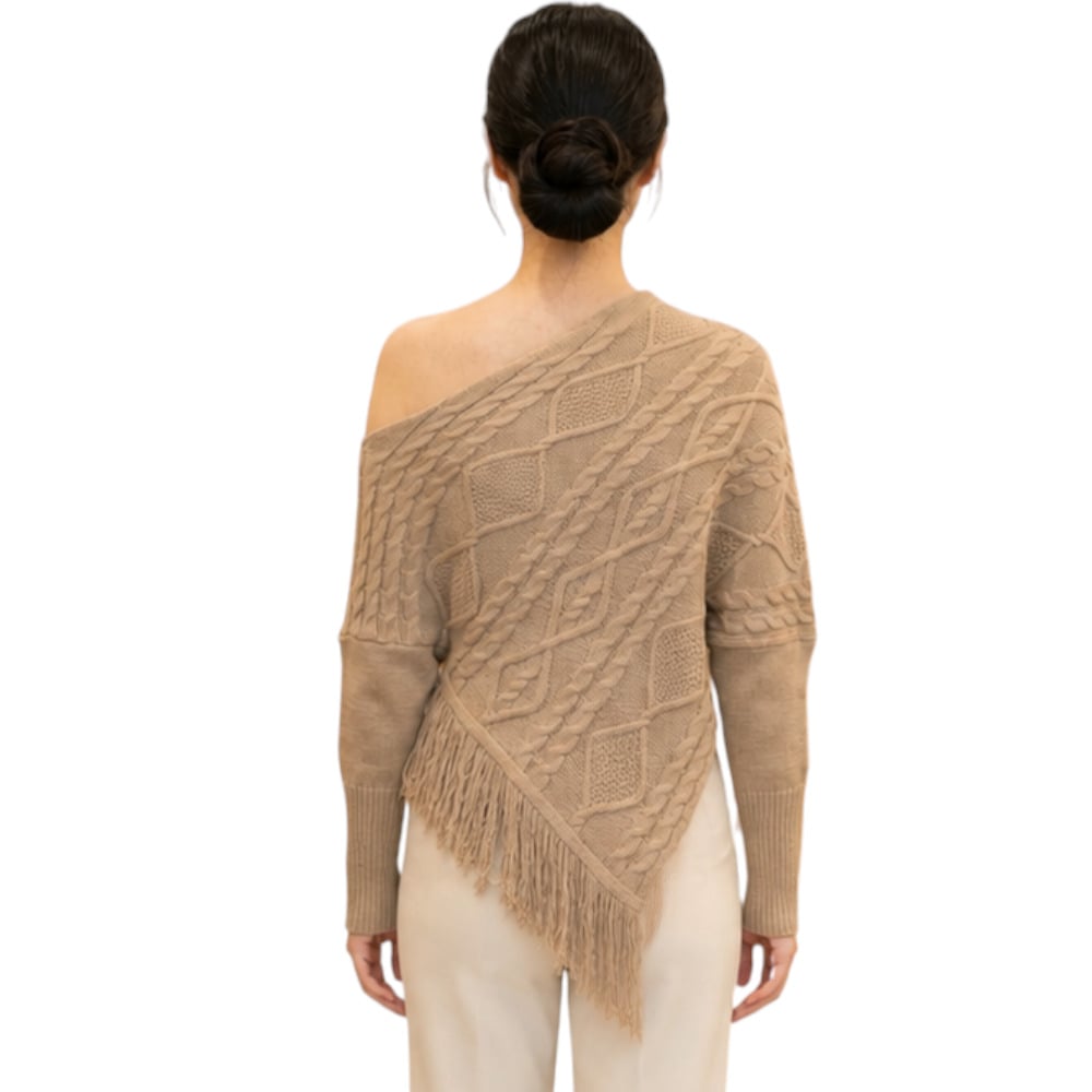 PONCHO MUJER TARZAN CON FLECOS 464G-24 TACTO ALGODON COLOR CARTON - 2