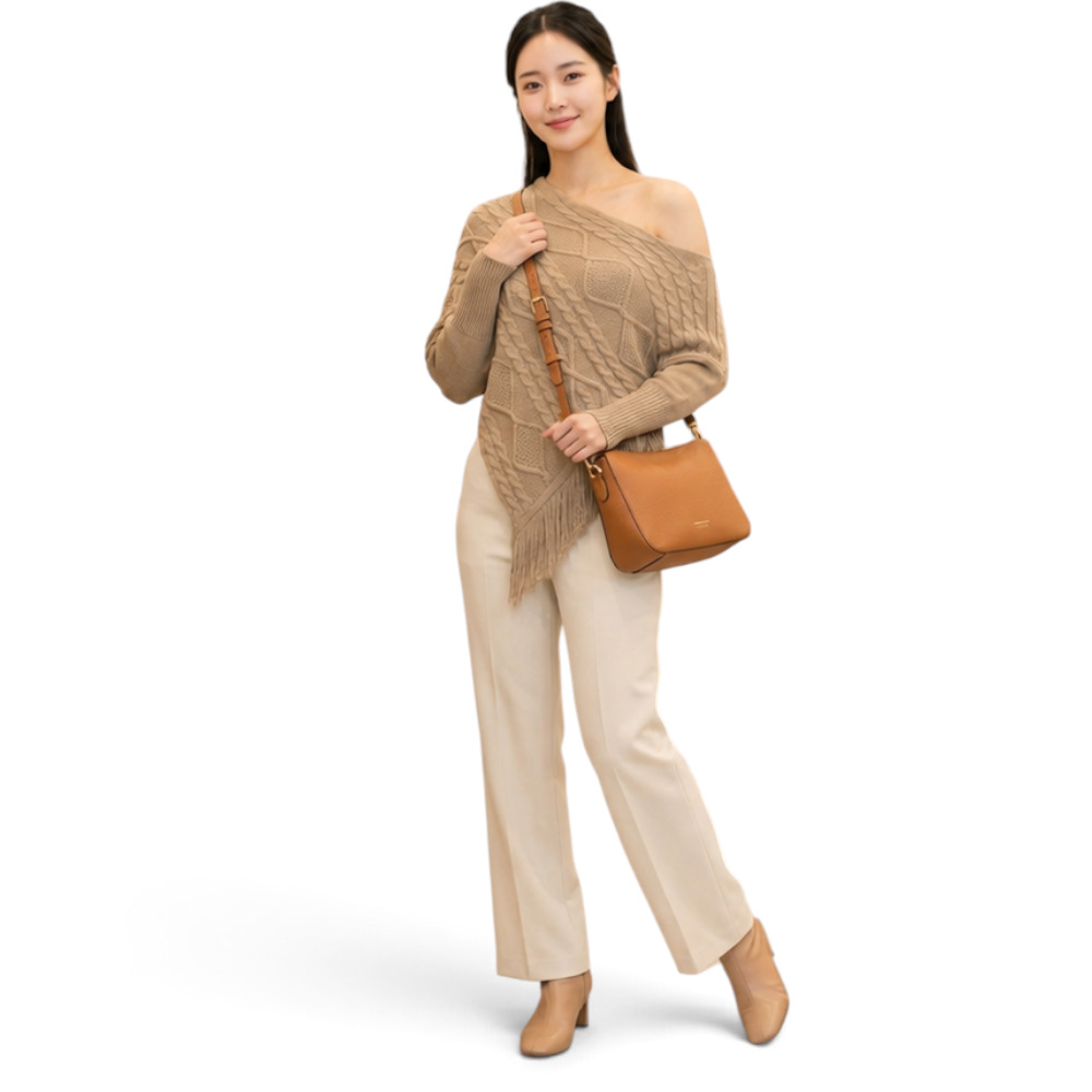 PONCHO MUJER TARZAN CON FLECOS 464G-24 TACTO ALGODON COLOR CARTON - 4