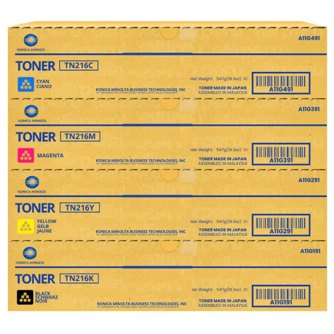 PACK DE TONER DE IMPRESION KONICA MINOLTA TN-216 COLOR NEGRO, CIAN, MAGENTA, AMARILLO - 1