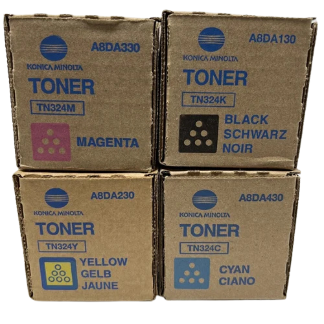 PACK DE TONER DE IMPRESION KONICA MINOLTA TN-324 COLOR NEGRO, CIAN, MAGENTA, AMARILLO - 1