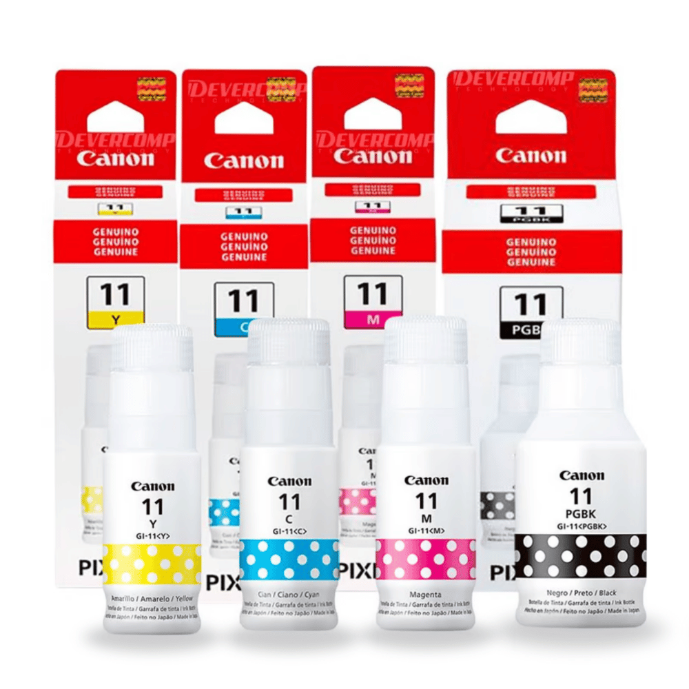 PACK DE TINTA PARA IMPRESORA CANON GI-11 NEGRO, CIAN, MAGENTA, AMARILLO - 1