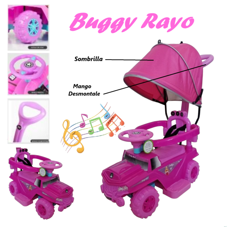 BUGGIE RAYO GUIADOR MUSICAL LUCES 3 EN 1 -ROSA - 1