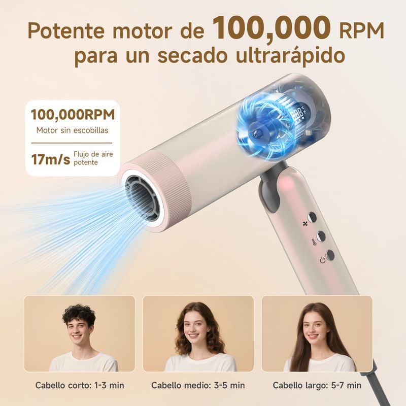 SECADORA DE CABELLO PLEGABLE BOMIDI HD08 GRIS - 4